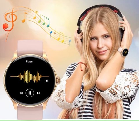 Smartwatch Damski Rubicon RNCF35 ROSE GOLD Bransoleta + Pasek Pink