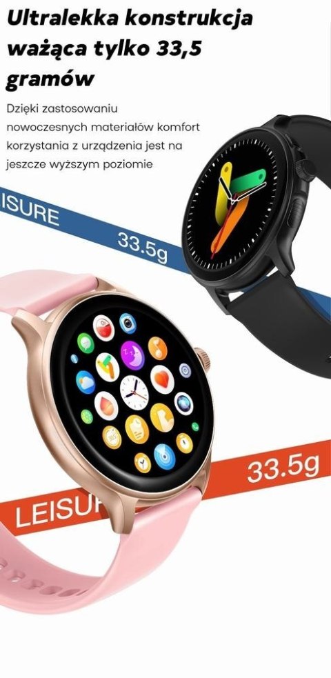 Smartwatch Damski GRAVITY GT12-2 Granatowy Pasek Silikonowy + Czarna Bransoleta