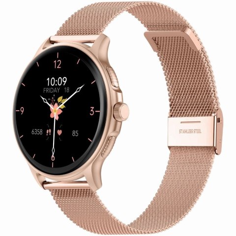 Smartwatch Damski GRAVITY GT12-4 Czarny Pasek Silikonowy + Bransoleta Różowe Złoto