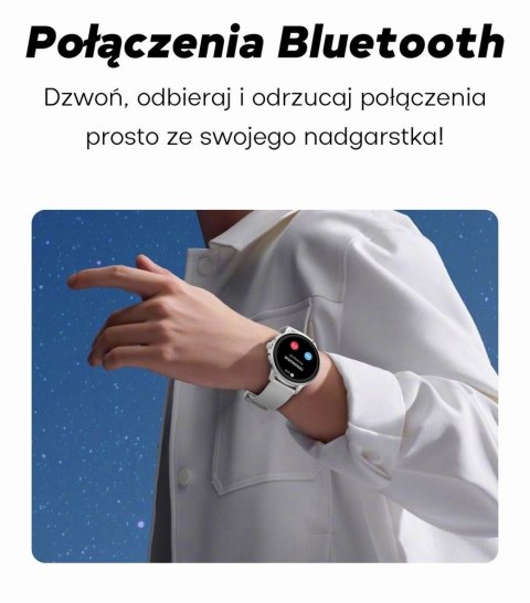 Smartwatch Damski GRAVITY GT12-7 Czarny Pasek Silikonowy + Srebrna Bransoleta