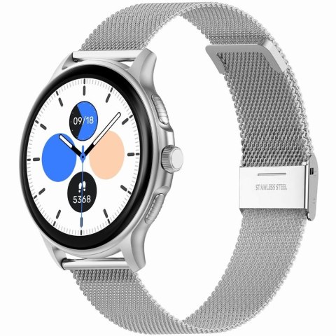 Smartwatch Damski GRAVITY GT12-8 Biały Pasek Silikonowy + Srebrna Bransoleta