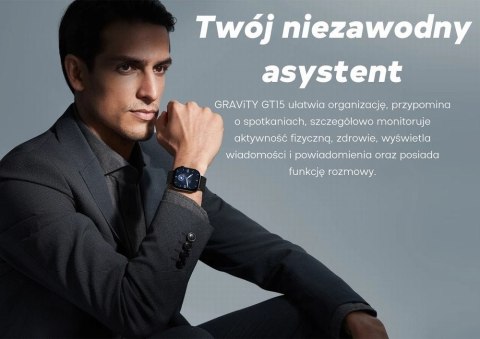 Smartwatch Damski GRAVITY GT15-12 Granatowy Pasek Silikonowy + Czarna Bransoleta
