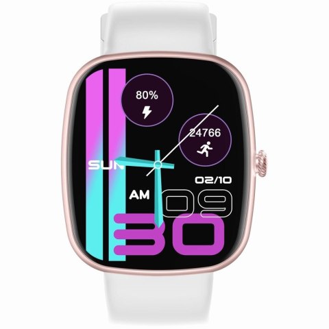 Smartwatch Damski GRAVITY GT18-2 Różowy Pasek Silikonowy + Biały Pasek
