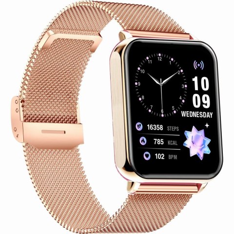 Smartwatch Gravity Różowe Złoto Czarny 2 Paski GT17-5