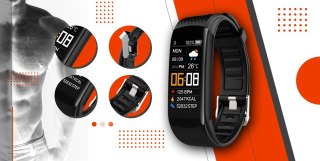 Smartwatch GIEWONT Czarno Pomarańczowy 2 Paski GW200-9