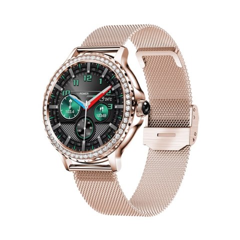 Smartwatch Damski VELTORI VT320-1 Złota Bransoleta + Różowy Pasek Silikonowy