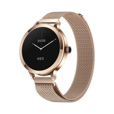 Smartwatch Damski VELTORI VT340-1 Złota Bransoleta + Różowy Pasek Silikonowy